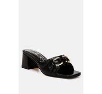 London Rag Womens Bellamy Horsebit Detail Snake Print Sandals