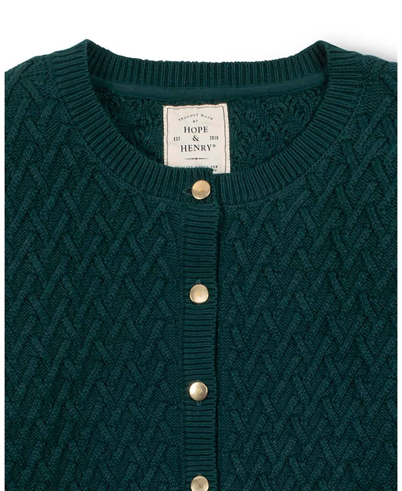 Hope & Henry Women's Organic Herringbone Stitch Cardigan Sweater