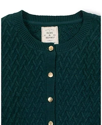 Hope & Henry Women's Organic Herringbone Stitch Cardigan Sweater