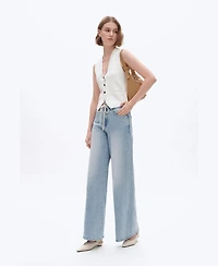 Bayeas Women's High-Rise Drawstring Baggy Wide-Leg Jeans