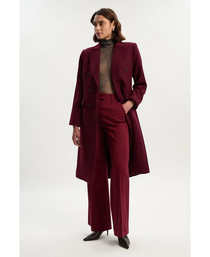 Karen Millen Women's Wool Double Breasted Midi Coat