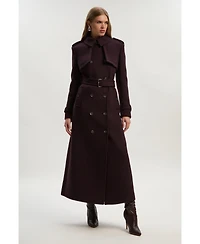 Karen Millen Women's Wool Trench Maxi Coat