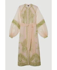 Karen Millen Women's Embroidered Balloon Sleeve Maxi Dress