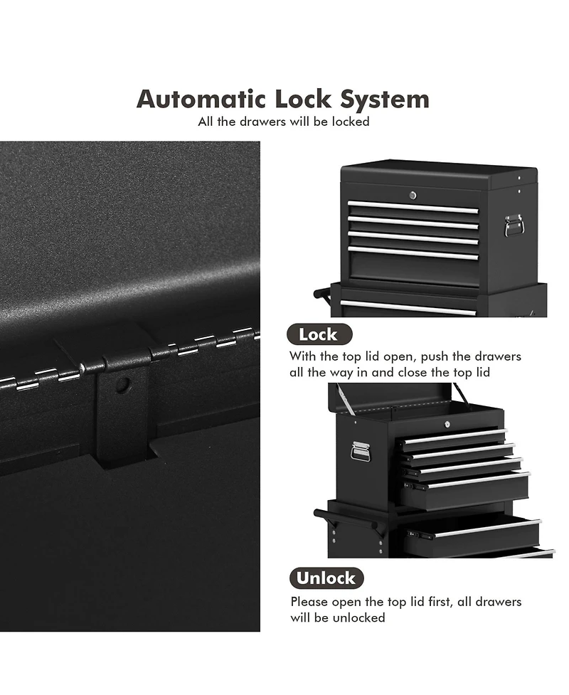Sugift Rolling Cabinet Storage Chest Box Garage Toolbox