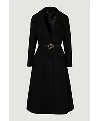 Karen Millen Women's Wool Shawl Collar Belted Midi Coat