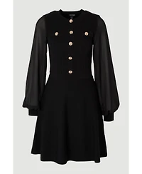 Karen Millen Women's Chiffon Sleeve Mini Knit Dress