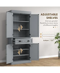 Homcom Farmhouse Kitchen Pantry with 6-Tier Shelves, 1 Drawer,