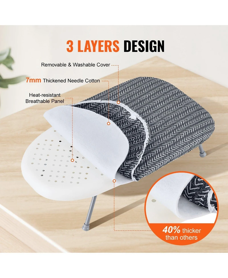 Ecooso Tabletop Ironing Board 23.4" x 14.4" with Heat-Resistant Cotton Cover & 7mm Padding, Ideal for Small Spaces & Travel