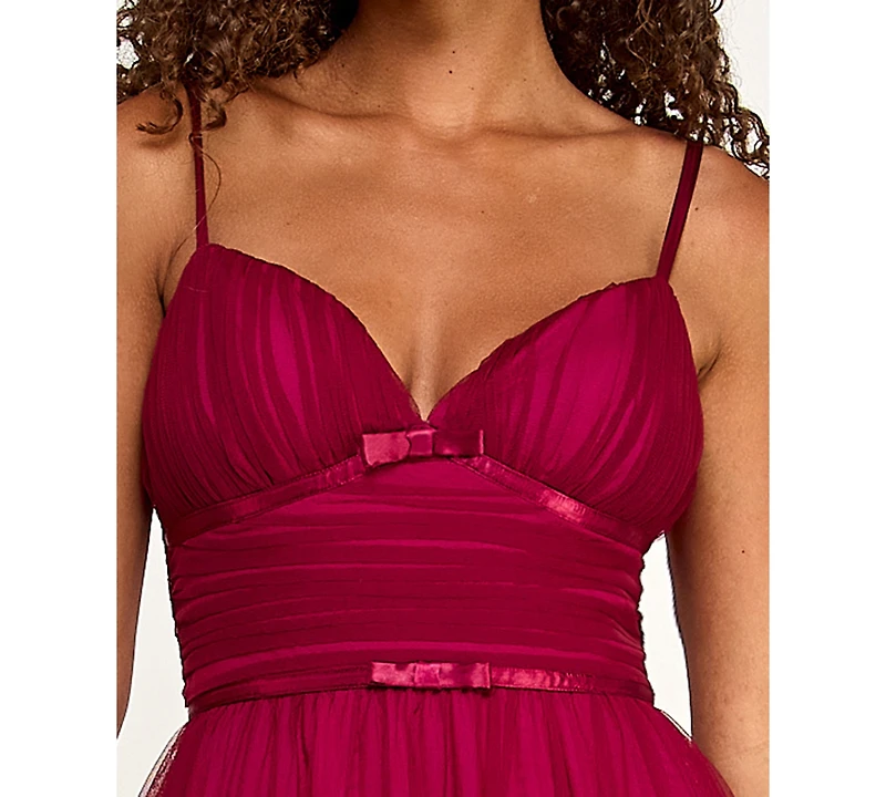 City Studios Women's Sweetheart Neck Long Dress