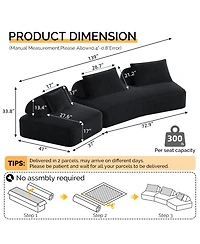 Streamdale Furniture Streamdale Modern Light Luxury Oversized Modular Sectional Sofa, Fluffy Chenille, Removable Backrests, Dark Grey
