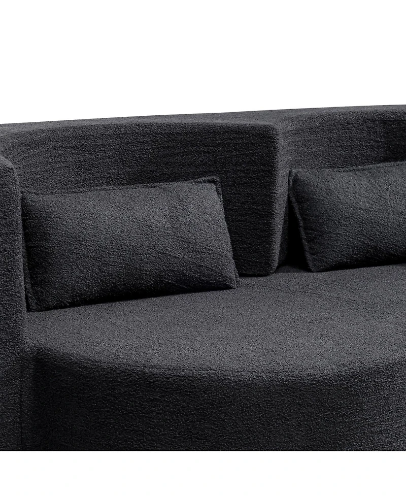 Streamdale Furniture Folding sofa bed, teddy bear fabric foam sleeper futon double sofa (black)