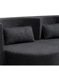 Streamdale Furniture Folding sofa bed, teddy bear fabric foam sleeper futon double sofa (black)