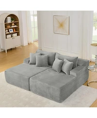 Streamdale Furniture Gray two-seater lazy sofa lounge chair, velvet fabric, no assembly required.