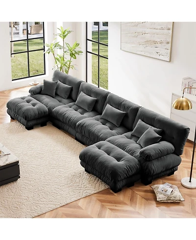 Streamdale Furniture Free Combination Modular Sectional Sofa, U Shaped Couch, 4-Seater Comfy Cloud Couch