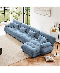 Streamdale Furniture Free Combination Modular Sectional Sofa, L-Shaped Couch, 4-Seater Blue