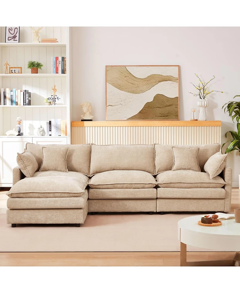 Streamdale Furniture Streamdale Modular Sectional Sofa, 102 Inch L Shaped Couch Set, 3-Seater Comfy Cloud Couch with Ottoman