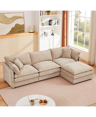 Streamdale Furniture Streamdale Modular Sectional Sofa, 102 Inch L Shaped Couch Set, 3-Seater Comfy Cloud Couch with Ottoman