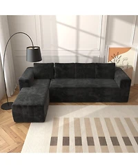 Streamdale Furniture Cloud Sectional Couch, L-Shape Chaise, Modern Modular Sofa, Black (Plush Corduroy