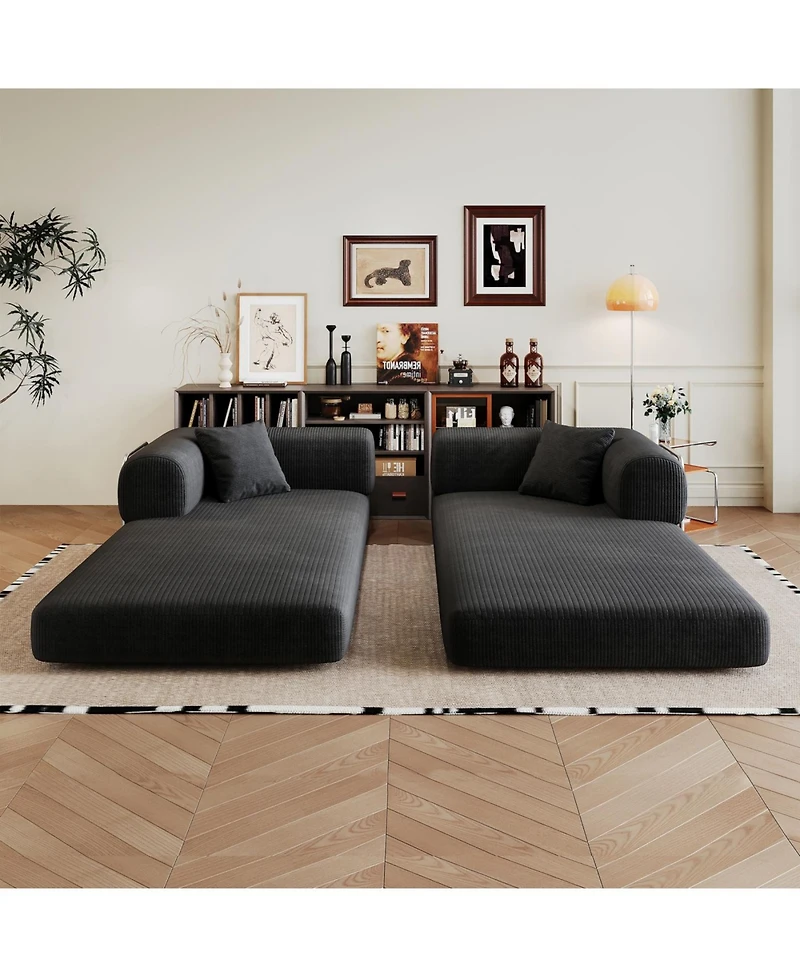 Streamdale Furniture Streamdale Corduroy Compression Sofa Bed with Pillow Back Support