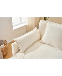 Streamdale Furniture Modern L-Shaped Cloud Couch with Ottoman, 4-Seat Chenille Sectional Sofa