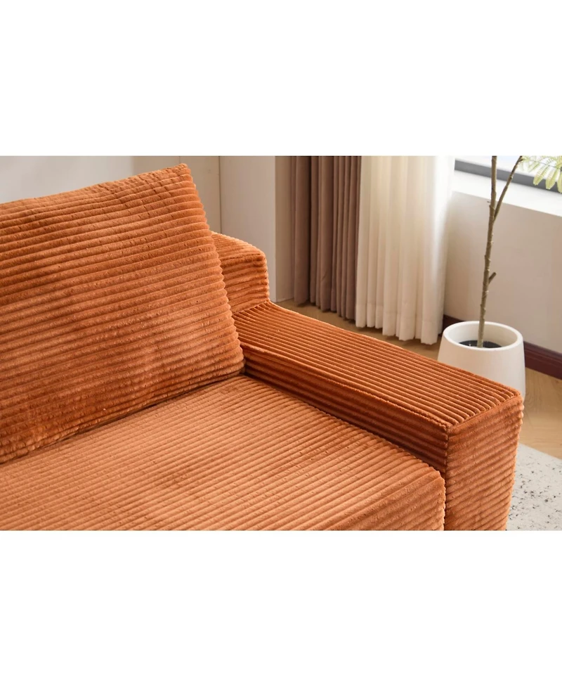 Streamdale Furniture Streamdale Loveseat Sofa, Comfortable Deep Seat Sofa Bed, Modern Small Corduroy Couch, Orange