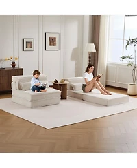 Streamdale Compression Sofa, Convertible Floor Sofa Bed, White