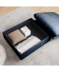 Streamdale Furniture Blue Corduroy U-Shaped Sectional Sofa with Storage Ottomans & Pillows