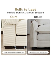 Streamdale Furniture Oversized Cloud Modular U-Shape Sectional Couch with Ottoman, Cream