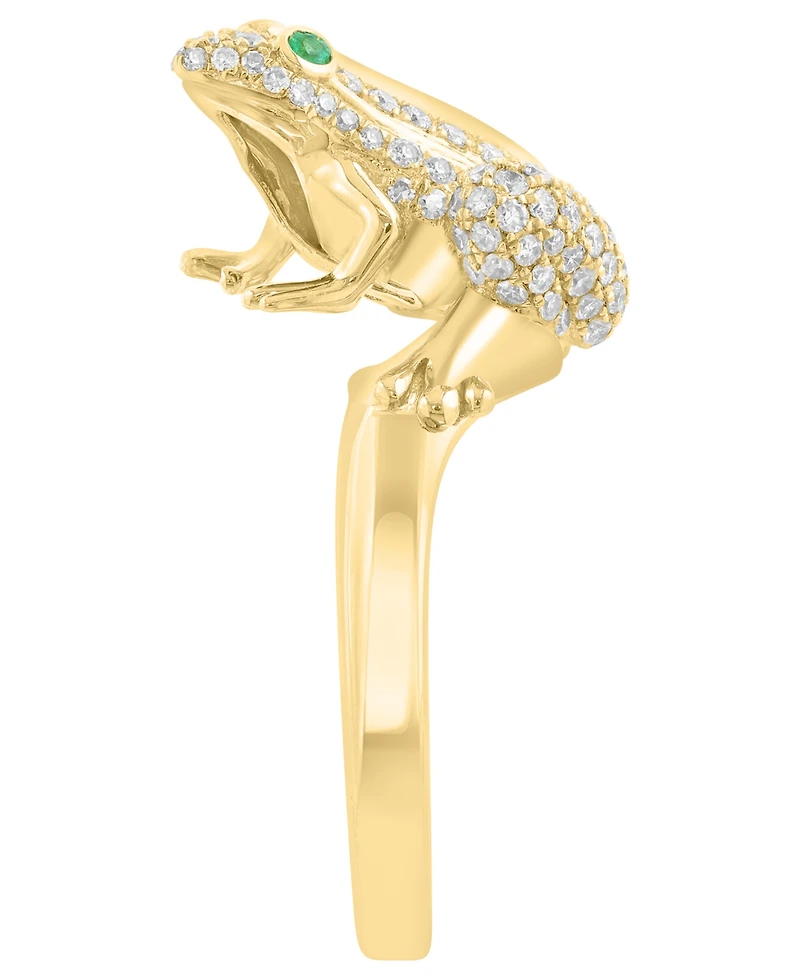 Effy Collection Diamond (5/8 ct. t.w..) & Emerald Accent Ring in 14k Yellow Gold