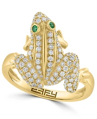 Effy Collection Diamond (5/8 ct. t.w..) & Emerald Accent Ring in 14k Yellow Gold