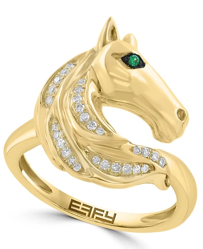 Effy Collection Diamond (1/8 ct. t.w.) and Tsavorite Accent in 14k Yellow Gold