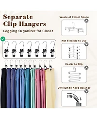 Legging Hanger Organizer with Rubber-Coated Clips for Yoga Pants, Workout Sets, Boots