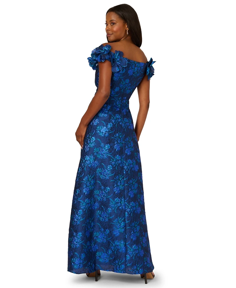Adrianna Papell Women's Floral Off-The-Shoulder Gown