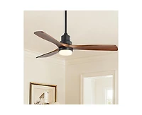Sofucor 52-Inch Modern Black 3-Blade Ceiling Fan with Light, Remote Control & Mobile Device Connectivity