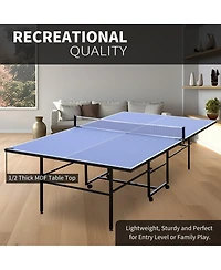 Rbied Foldable 9ft Mdf Indoor Table Tennis Table Set with Net, Paddles and Balls, Portable Ping Pong Table for Home or Office Games