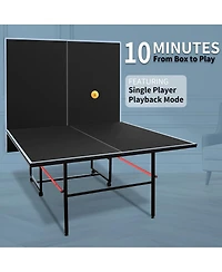Rbied Foldable 9ft Mdf Indoor Table Tennis Set with Net, Paddles and Balls, Portable Ping Pong for Home or Office Games