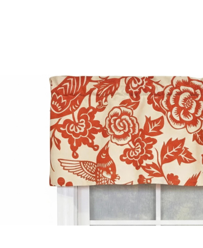 Rlf Home 100% Cotton High Quality Love Bird Tailored Window Valance with 1.5" Rod Pocket 50" W X 12" L Orange