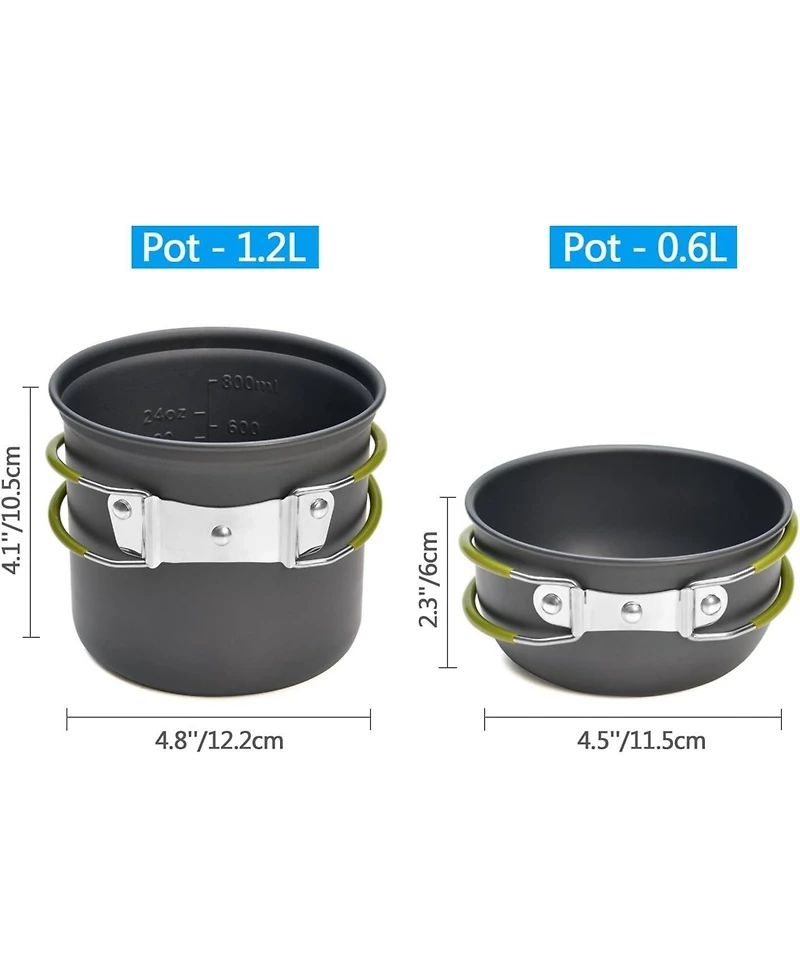 Aofar Camping Cookware Stove Carabiner Canister Stand Tripod and Stainless Steel Cup, Tank Bracket, Fork Spoon Kit