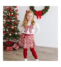 Sweet Wink Toddler Girls Christmas Plaid Bow Patch Sweatshirt