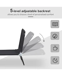 Outsunny Portable Outdoor Sun Lounger, Lightweight Folding Chaise Lounge Chair w/ 5-Position Adjustable Backrest for Beach, Poolside and Patio