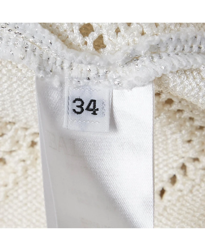 Pre-Owned Balmain Women's Ivory Lurex Knit Sleeveless Mini Dress