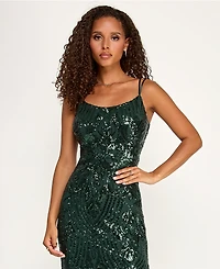 Emerald Sundae Juniors' Sequined Side-Slit Gown, Created for Macy's