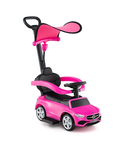 Hongge 3 in 1 Mercedes Benz Licensed Push Ride On Car with Canopy Steering Wheel and Storage for Toddlers