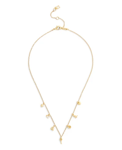 Coach Faux Stone Charming Charms Signature Mini Bib Necklace