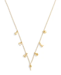 Coach Faux Stone Charming Charms Signature Mini Bib Necklace