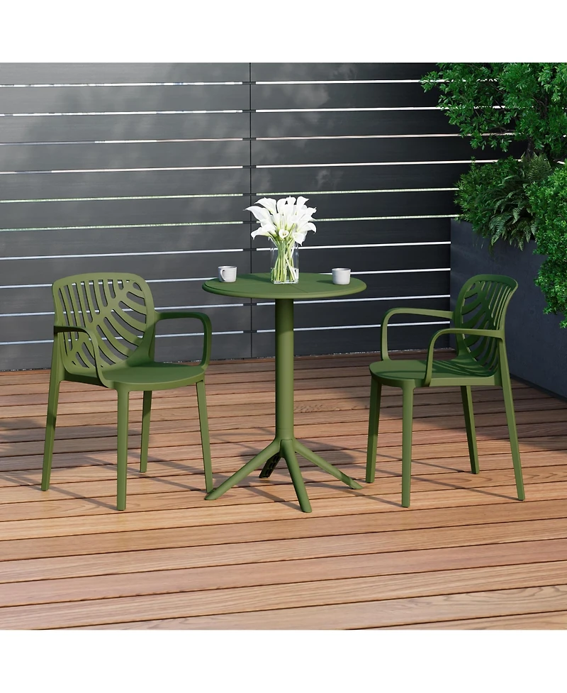 WestinTrends 3-Piece Outdoor Resin Patio Bistro Table Set with Stackable Dining Side Chairs For 2