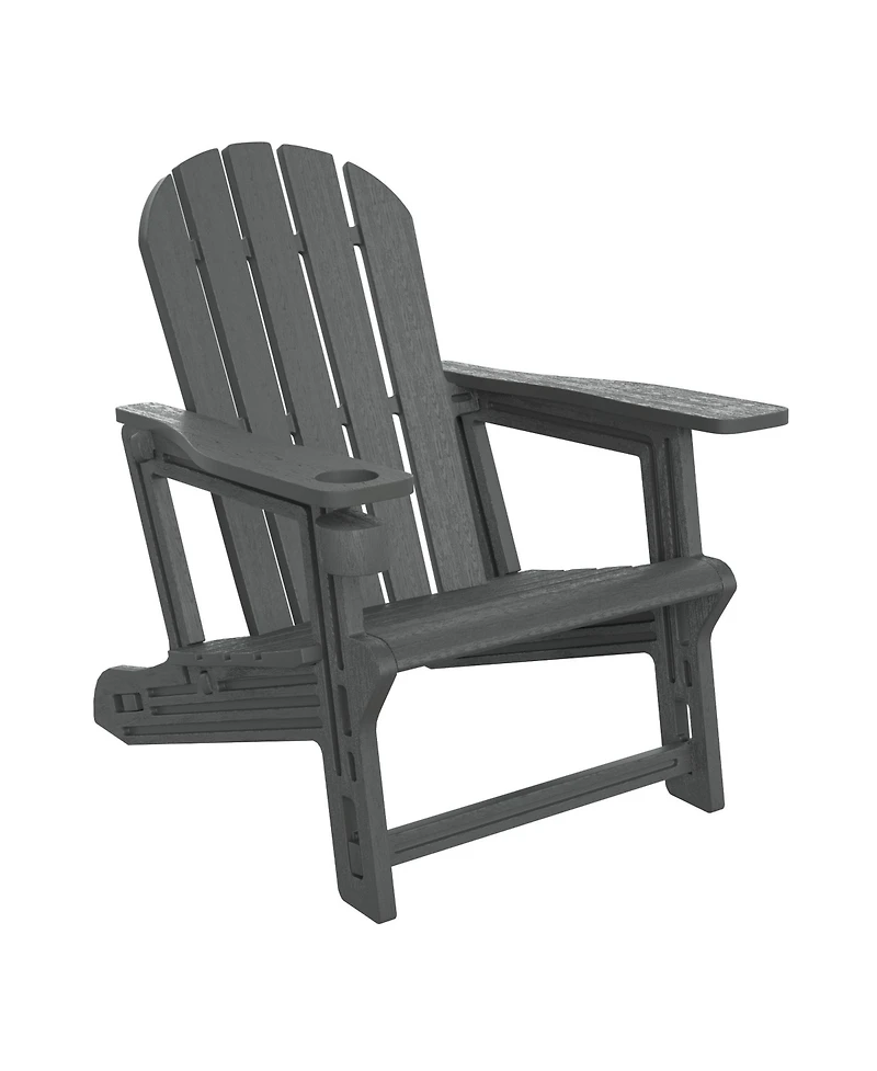 3-Piece Hdpe Outdoor Patio Adirondack Chair with Ottoman and 18" Side Table Set