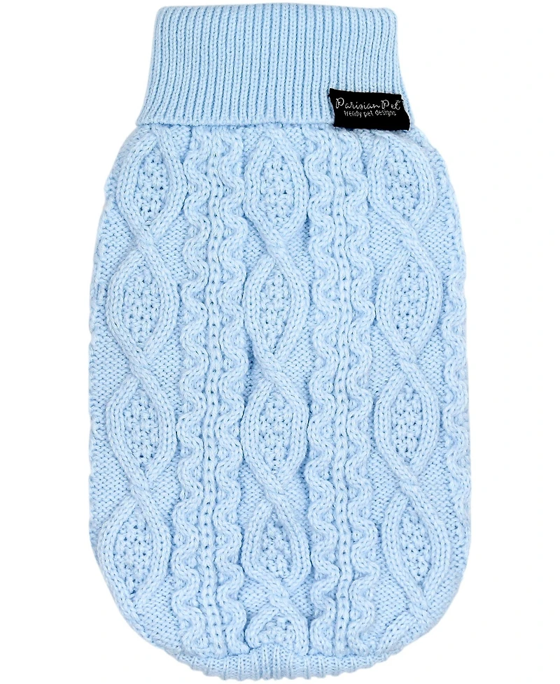Parisian Pet Cable Knit Sweater Powder Blue