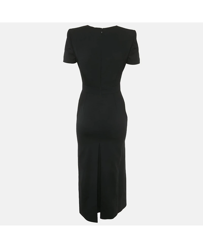 Pre-Owned Alexander Mcqueen Women's Black Crepe Midi Dress