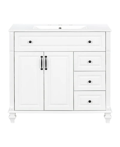 Casainc Solid Wood Vanity with Sink 3 Drawers 2 Doors Flip Drawer